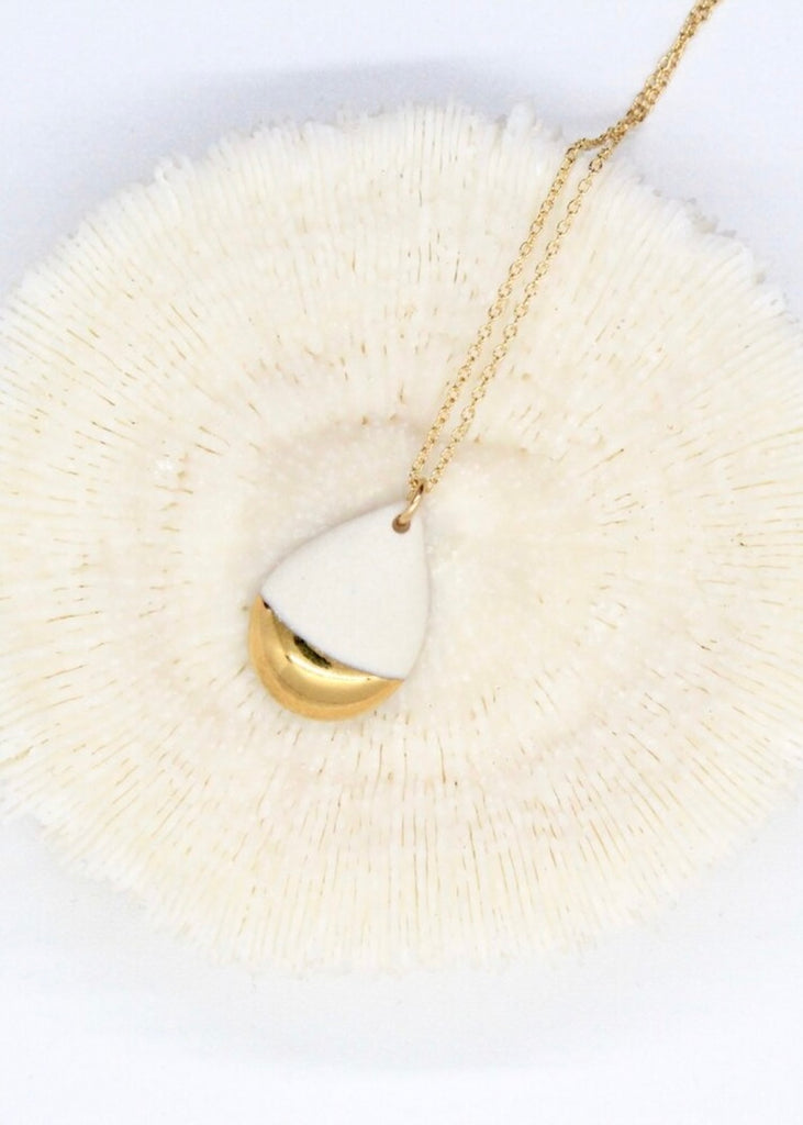 Mier Luo | Gold Dipped Teardrop Necklace White
