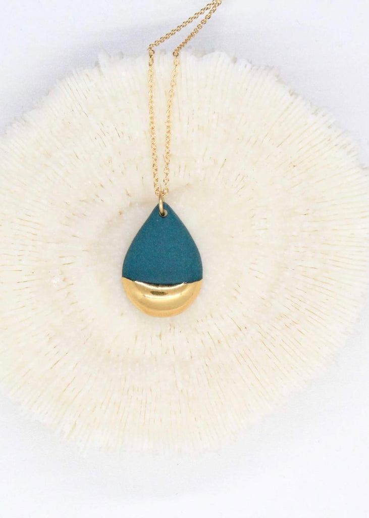 Mier Luo | Gold Dipped Teardrop Necklace Teal