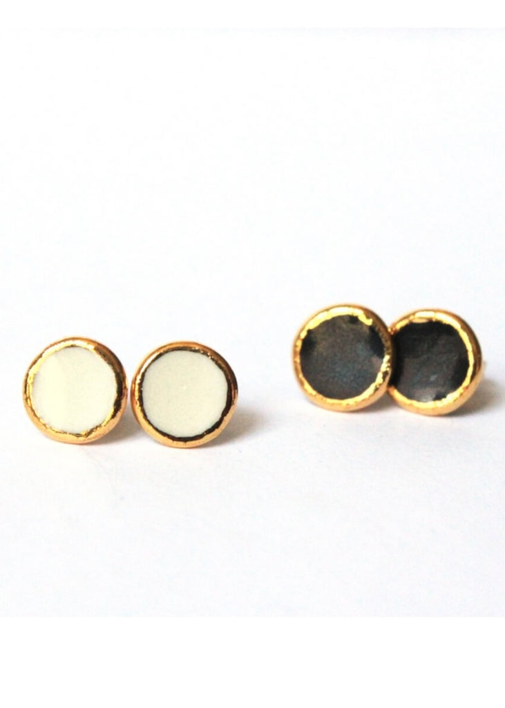 Mier Luo | Gold Rimmed Circle Studs