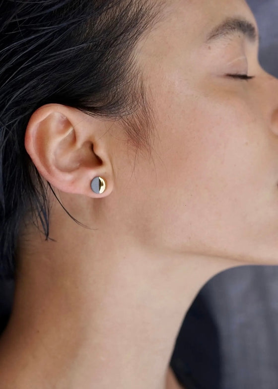 Mier Luo | Large Gold Dipped Flat Circle Studs Grey