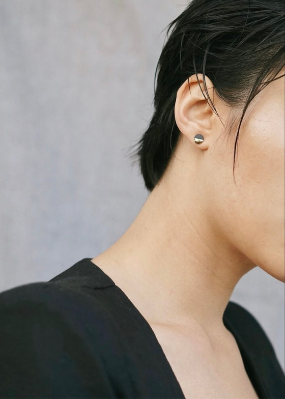 Mier Luo | Small Gold Dipped Flat Circle Studs Black