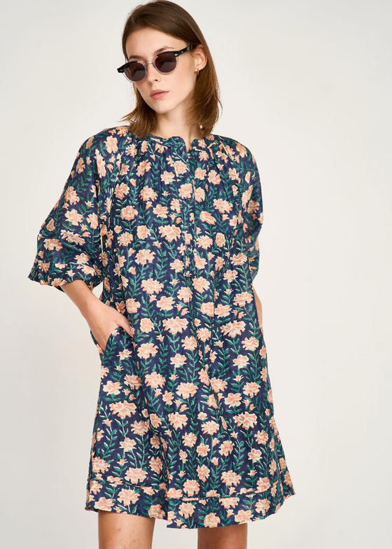 Faro Short Dress in Midnight Pink Carnation