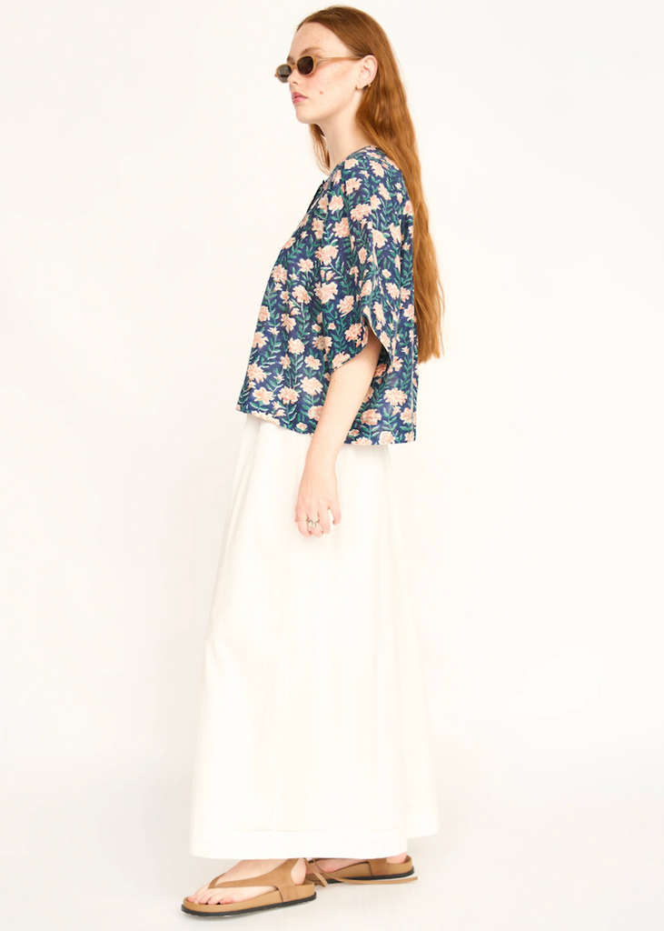 Mirth | Kerala Short Sleeved Blouse | Midnight Pink Carnation