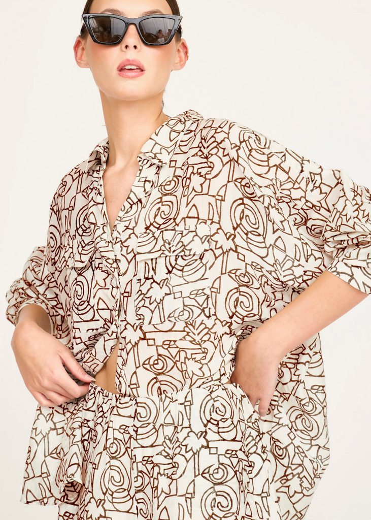 Mirth | Kyoto Shirt in Chocolate Heka