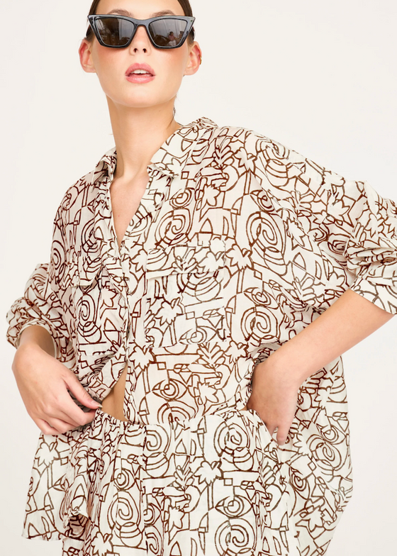 Mirth | Kyoto Shirt in Chocolate Heka