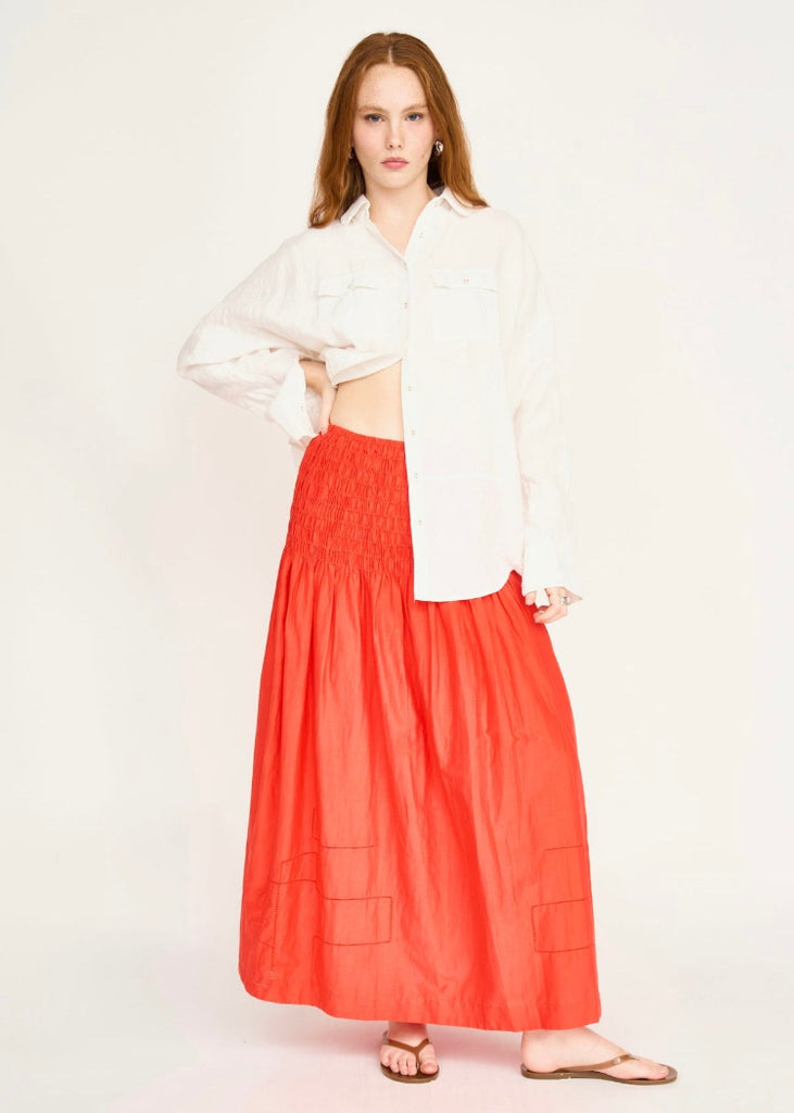Mirth | Savannah Smocked Skirt in Chili
