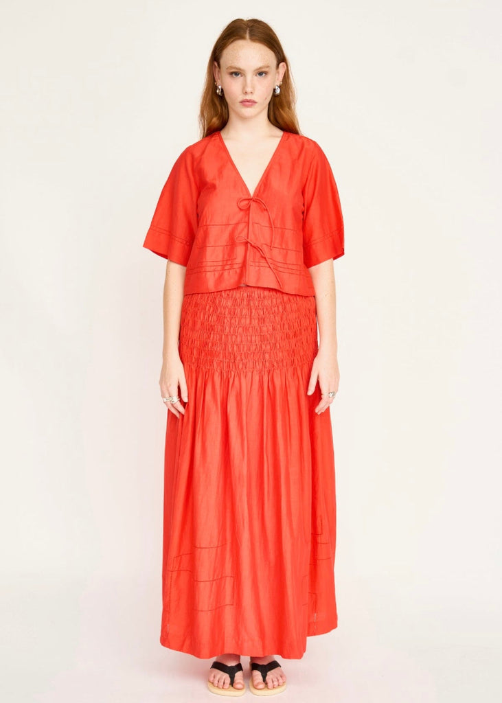 Mirth | Savannah Smocked Skirt in Chili