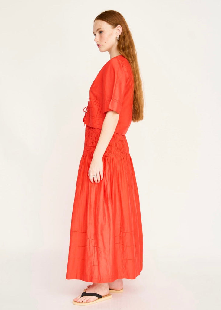 Mirth | Savannah Smocked Skirt in Chili