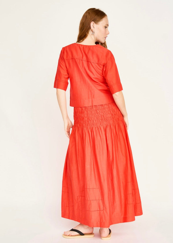 Mirth | Savannah Smocked Skirt in Chili