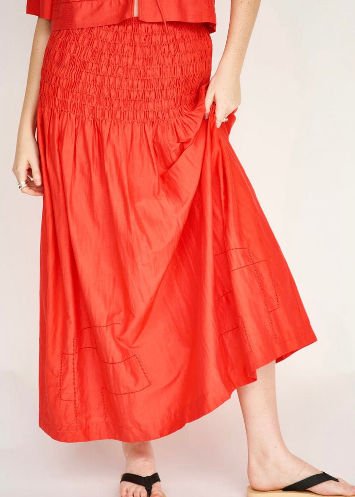 Mirth | Savannah Smocked Skirt in Chili
