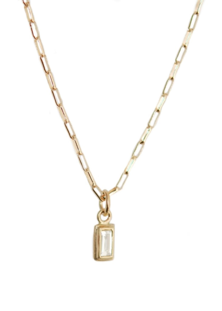 Monica Riley | Baguette Diamond Bezel Charm Necklace