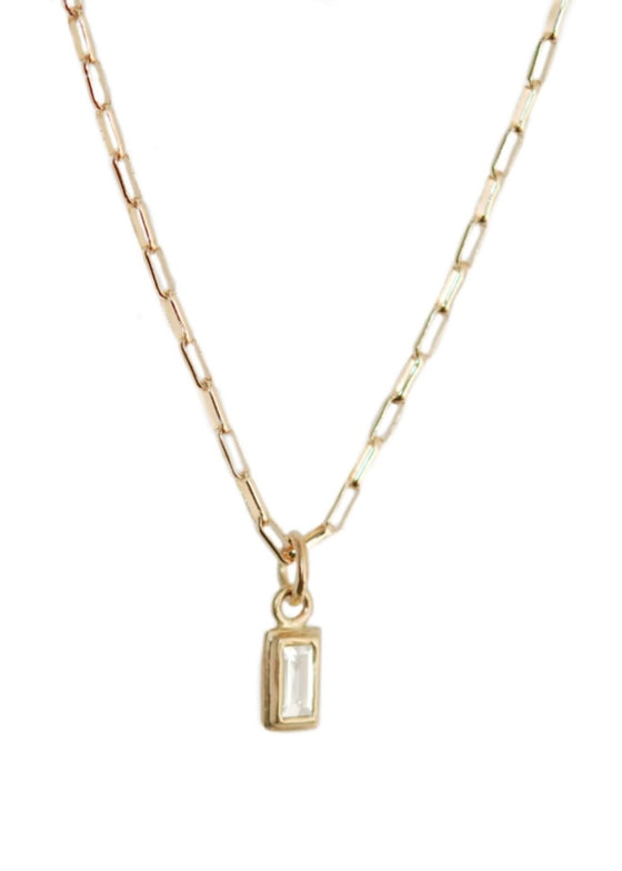 Monica Riley | Baguette Diamond Bezel Charm Necklace
