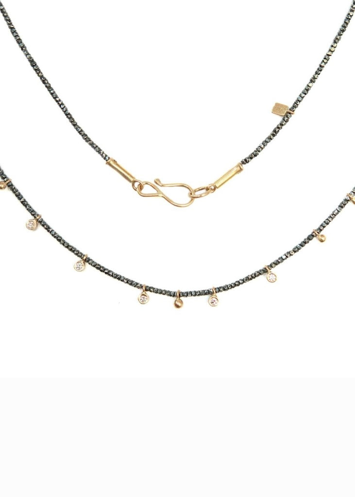Monica Riley | Diamond Bezel + Gold Drop Charms Necklace