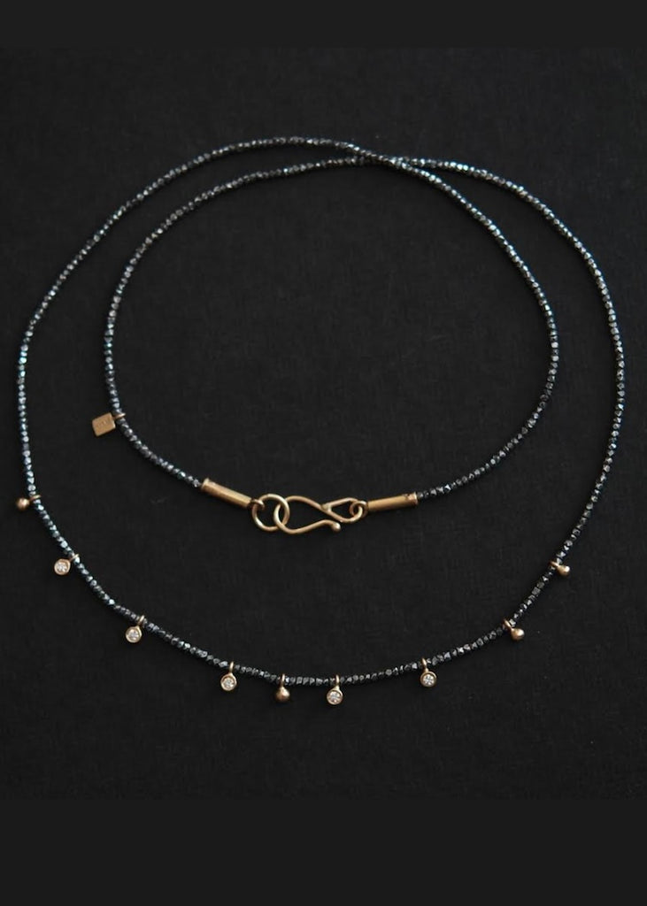 Monica Riley | Diamond Bezel + Gold Drop Charms Necklace