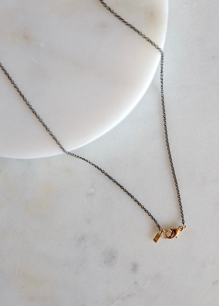Monica Riley | Gold Oval Disc + Diamond Necklace