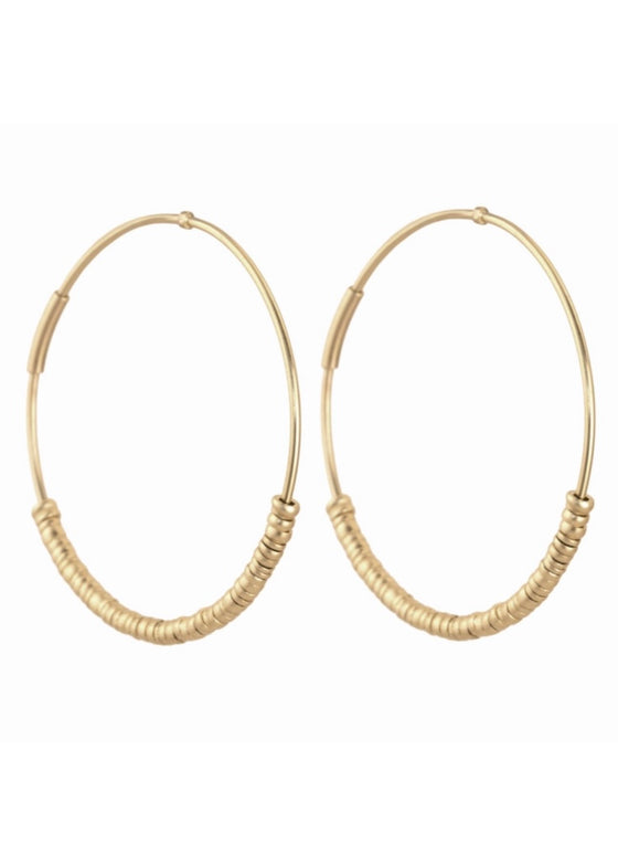 Monica Riley | Medium Gold Bead Wire Hoop Earring