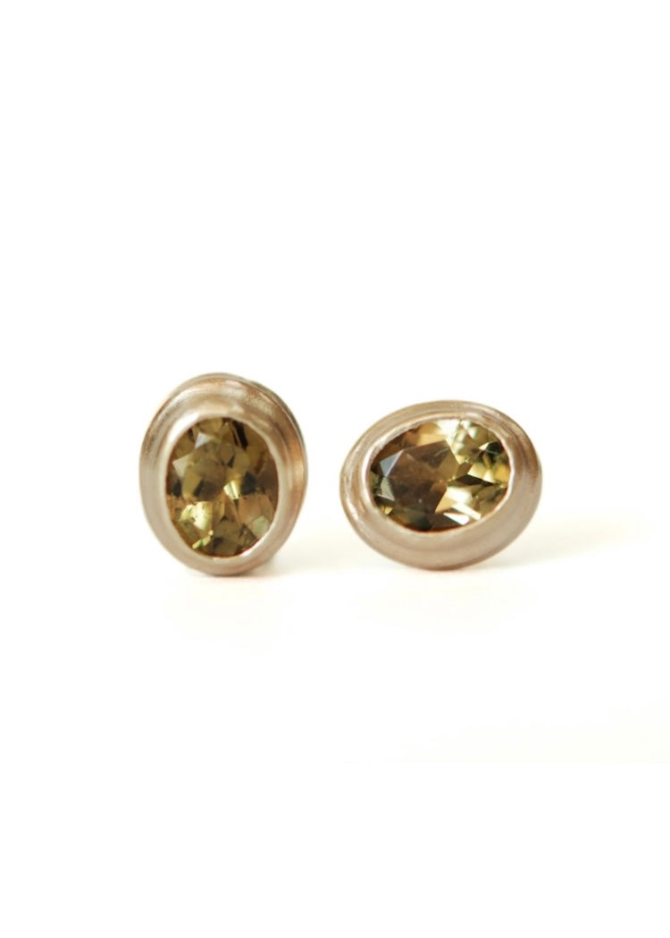 Monica Riley | Olive Green Tourmaline Studs - The Phoenix