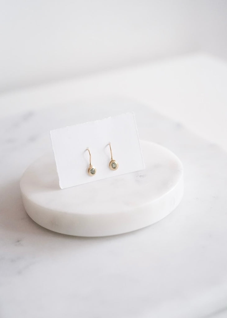 Monica Riley | Oval Green Sapphire Wire Earrings