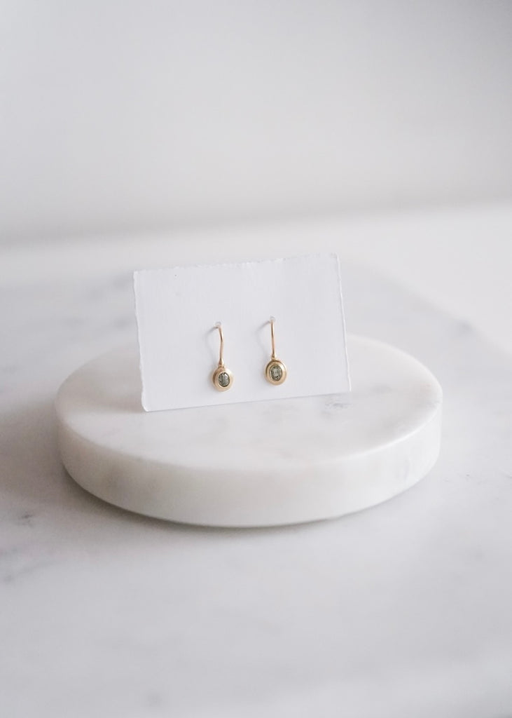 Monica Riley | Oval Green Sapphire Wire Earrings