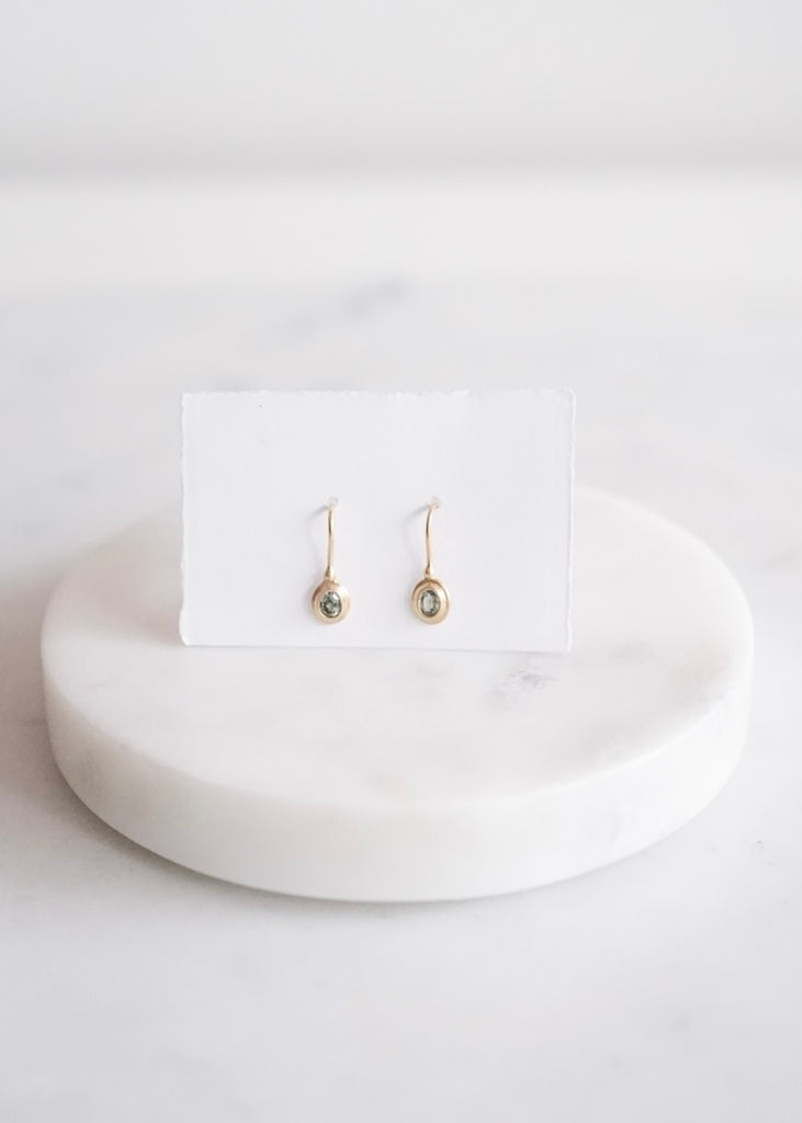 Monica Riley | Oval Green Sapphire Wire Earrings