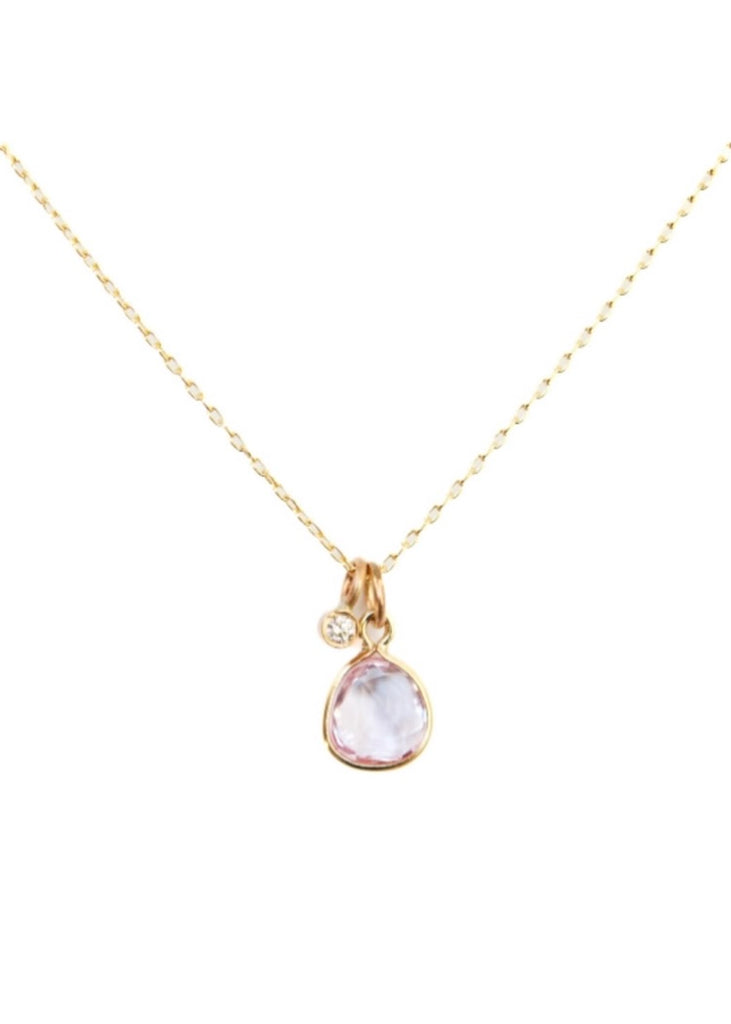 Monica Riley | Rose Cut Pink Sapphire and Brilliant Cut Diamond Necklace