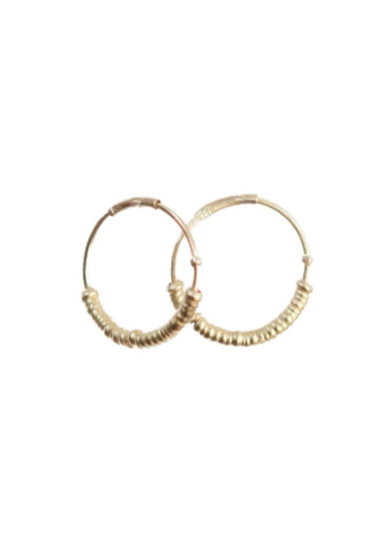 Monica Riley | Small Gold Bead Wire Hoop Earring