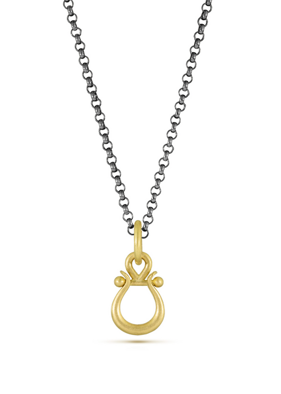 Monika Krol | 18k Gold Mini Lyre Necklace | 16" OX Chain