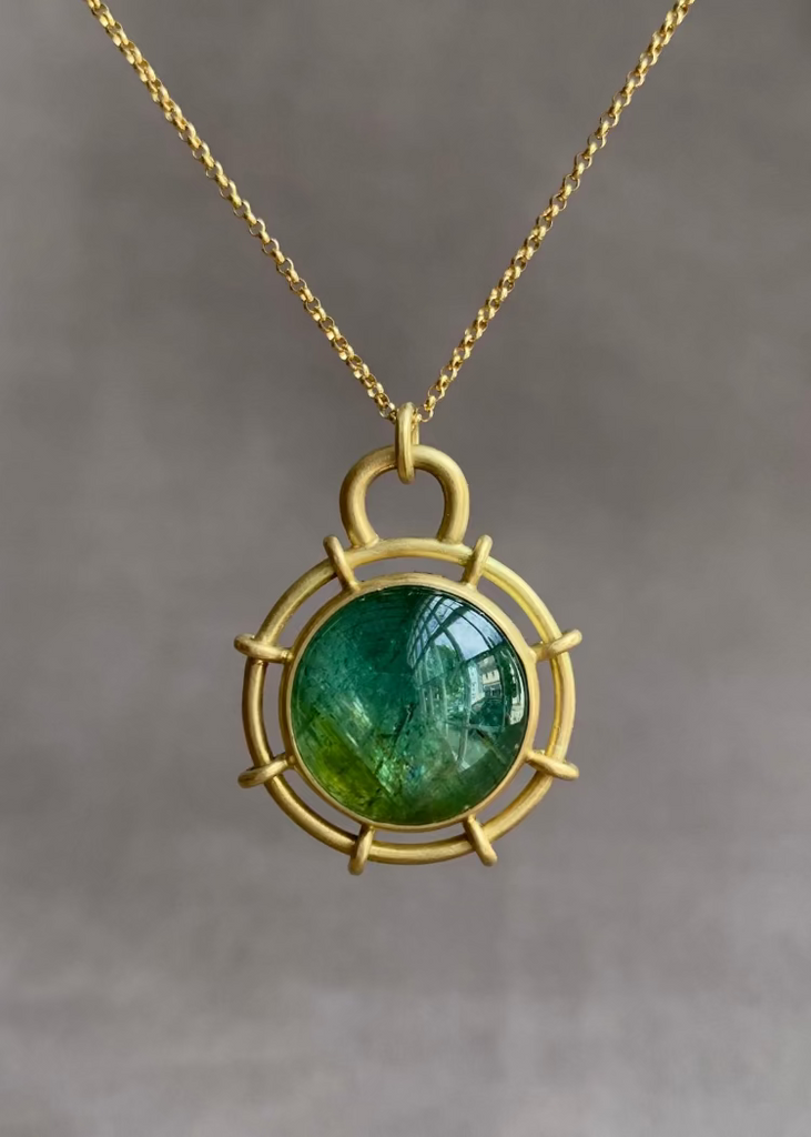 Monika Krol | Round Ombre Green Tourmaline Helm Pendant