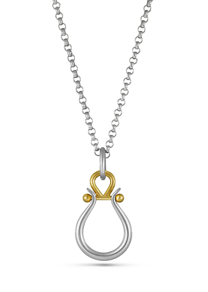 Monika Krol | Small Mixed Metal Lyre Necklace | 18"