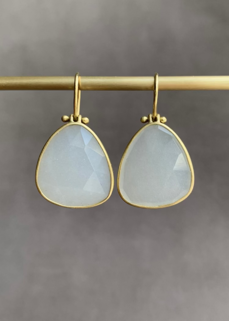 Monika Krol | Rosecut Moonstone Pear Earrings