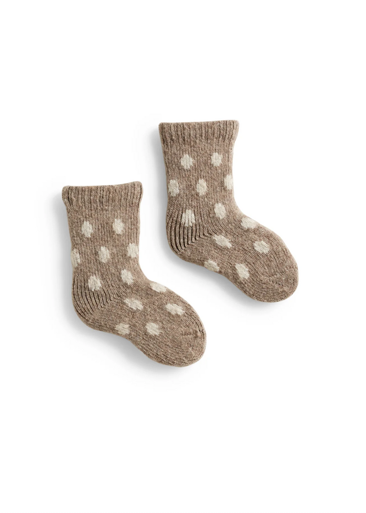 Mushroom | Baby Dot Wool Cashmere Socks