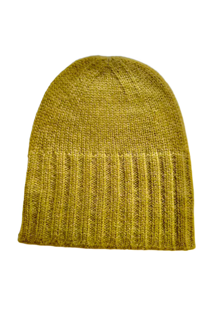 Alpaca Hand Knit Flat Hat Mustard