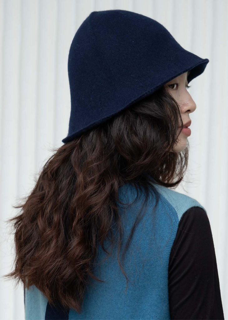 Oats + Rice | Cashmere Bucket Hat | Navy