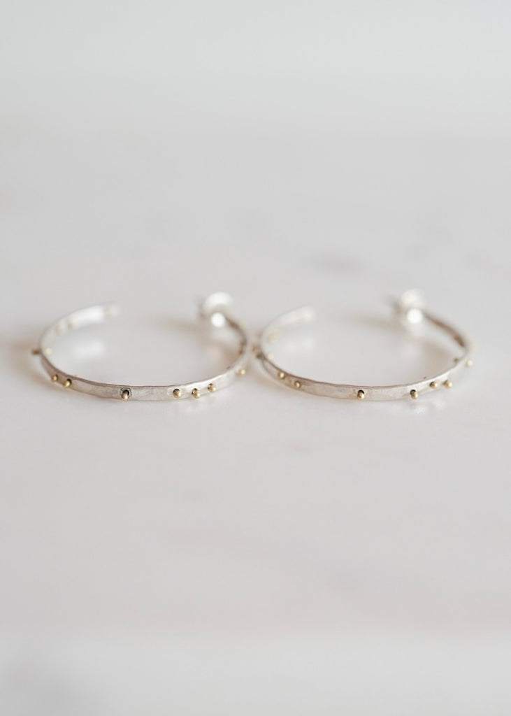 Nikki Nation | Large Polished Planished Dot Hoops