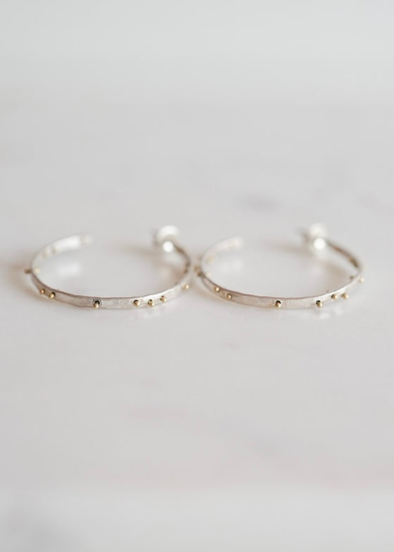 Nikki Nation | Large Polished Planished Dot Hoops