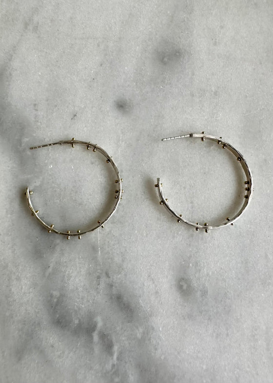 Nikki Nation | Polished Planished Dot Hoops