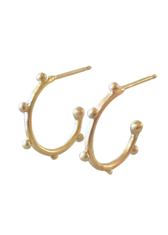 Nikki Nation | Round Dotted Hoops 14k