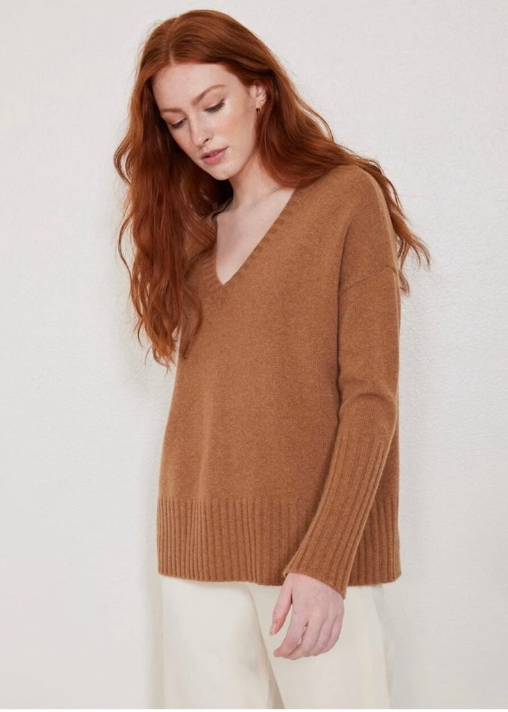 Not Monday | Ella Cashmere Crewneck Sweater in Toffee