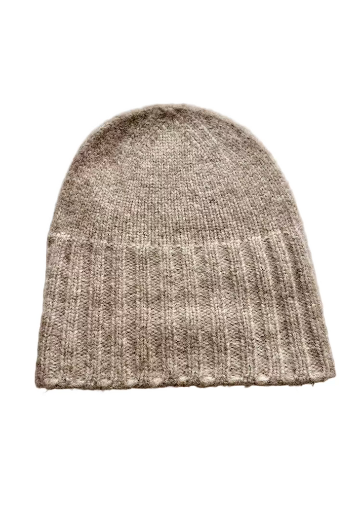 Alpaca Hand Knit Flat Hat | Oat