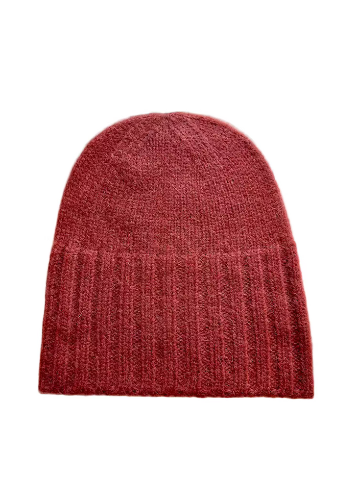 Alpaca Hand Knit Flat Hat Ochre