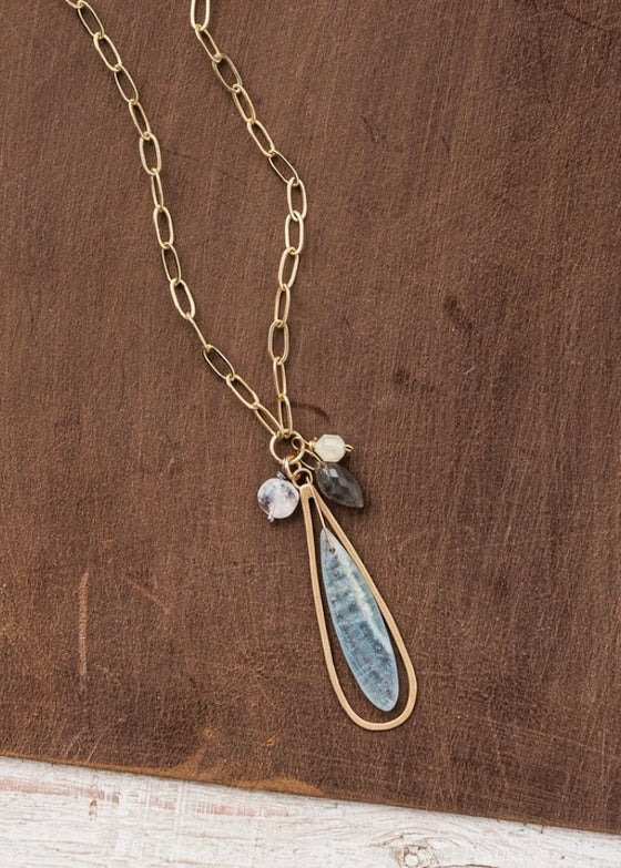 Original Hardware | Blue Calcite Necklace | Paperclip Chain