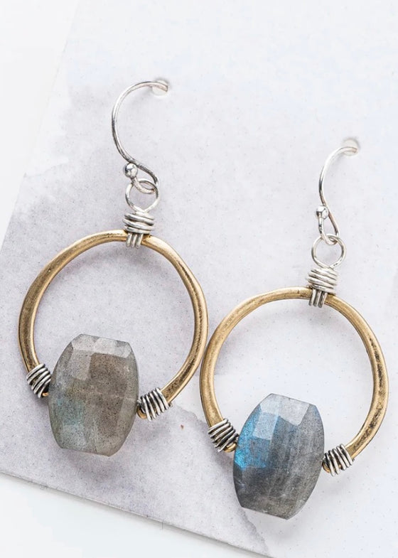 Original Hardware | Labradorite Horseshoe Earrings