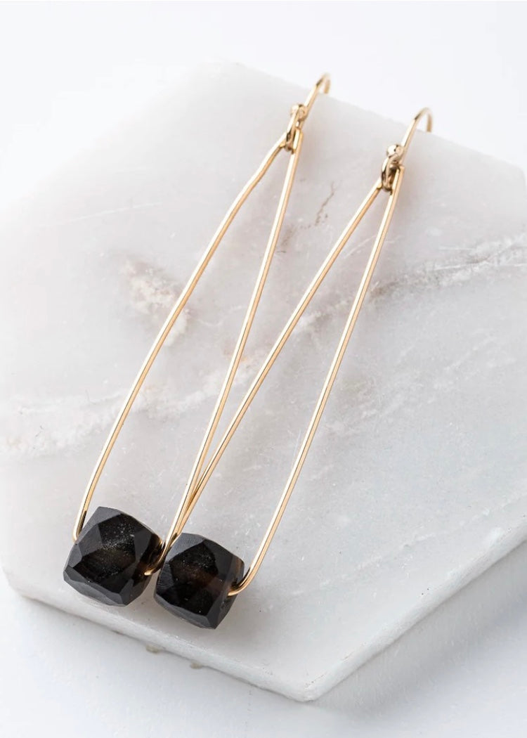 Original Hardware Smoky Quartz Cubist Earrings The Phoenix