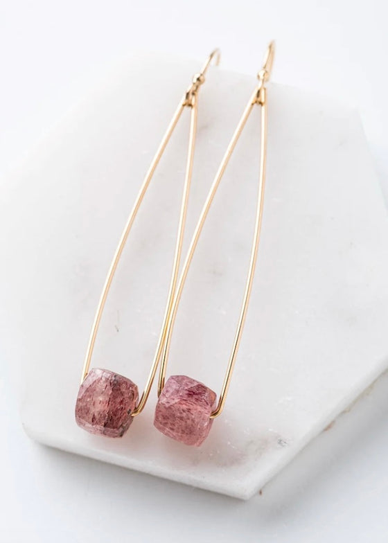 Original Hardware | Strawberry Quartz Cubist Earrings