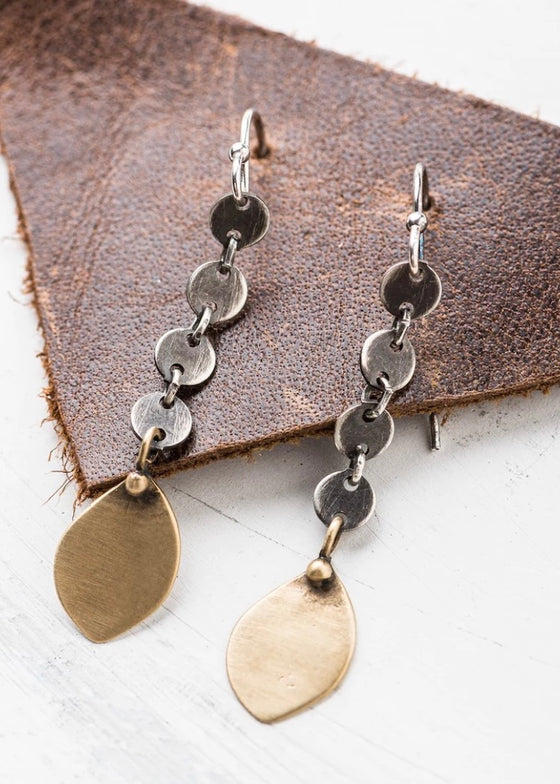 Original Hardware | Swinging Yellow Bronze Leaf Earrings