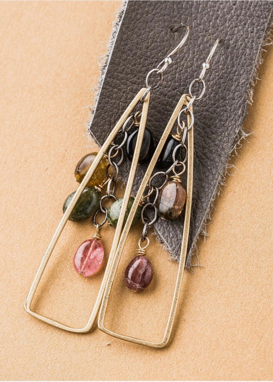 Original Hardware | Watermelon Tourmaline Fringe Earrings