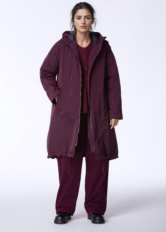 Oska | Matte Finish Coat - Wine Color