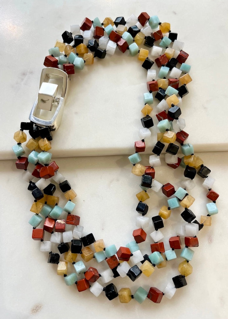 Patricia von Musulin | 5 Strand Jade Cube Necklace