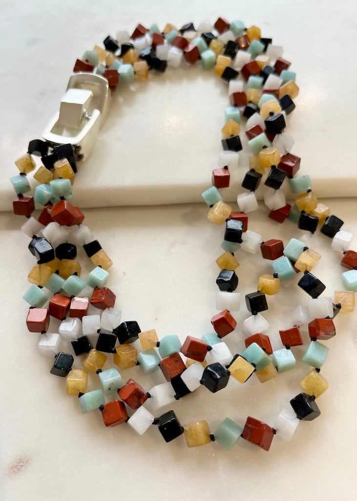 Patricia von Musulin | 5 Strand Jade Cube Necklace