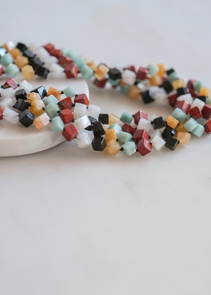 Patricia von Musulin | 5 Strand Jade Cube Necklace